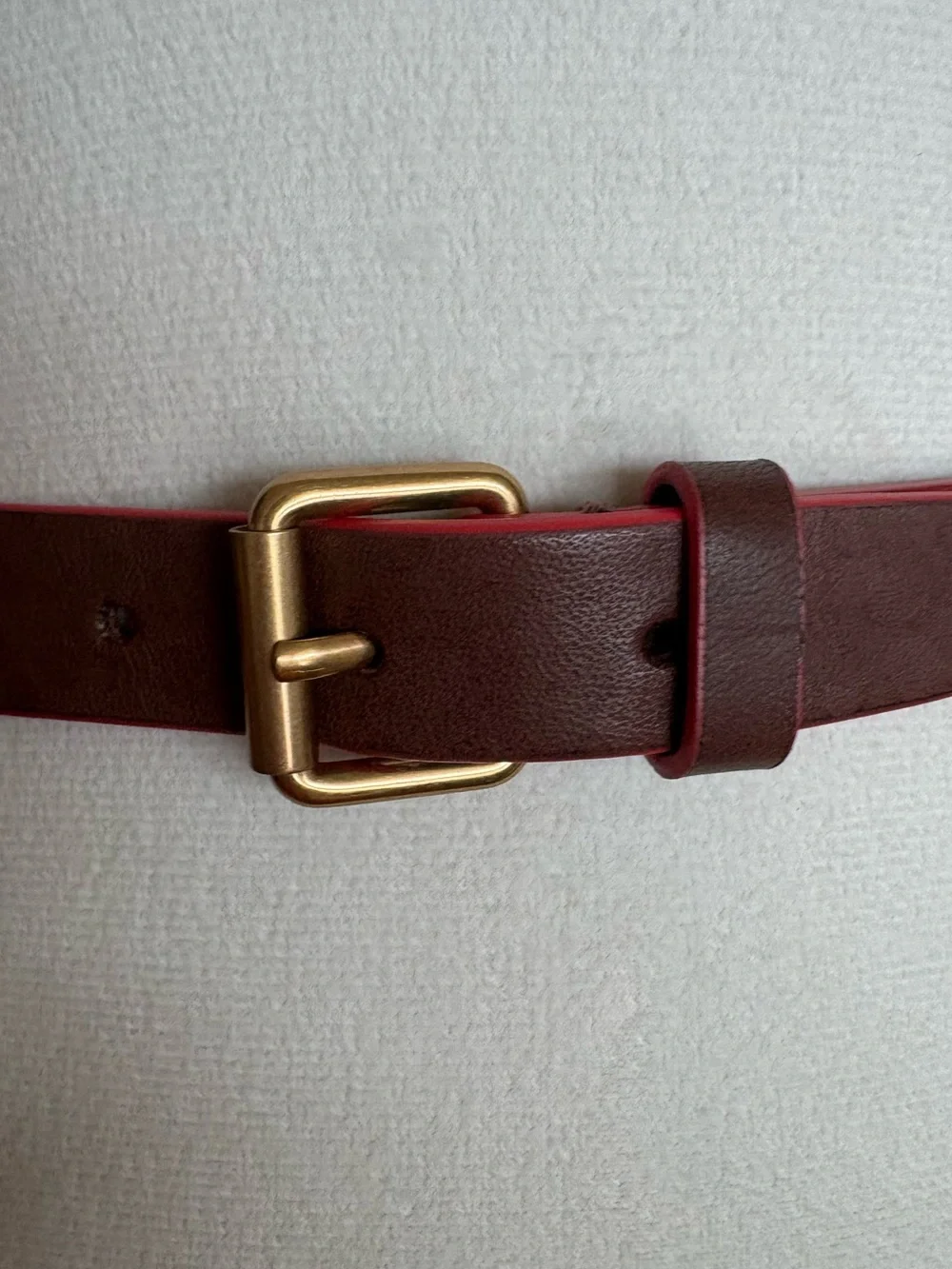 Marc by Marc Jacobs Brown Orange Leather Chain Belt Gold Tone Rare